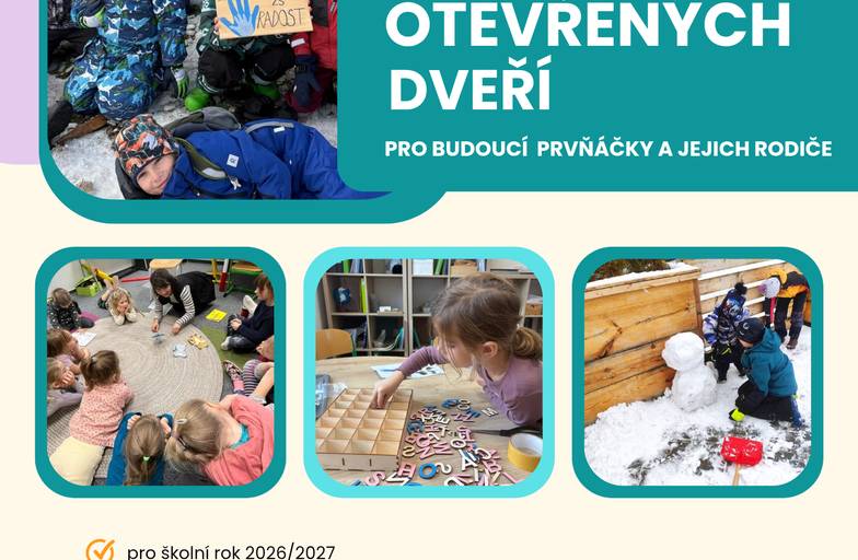 Den otevřených dveří pro budoucí prvňáčky a jejich rodiče se uskuteční 16. 1. 2026.