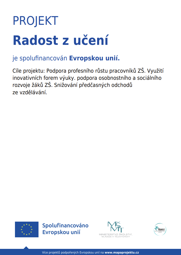 Projekt Radost z učení je spolufinancován Evropskou unií.